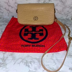 Tory Burch: Crocodile Embossed Robinson Mini Bag (Crossbody Bag)